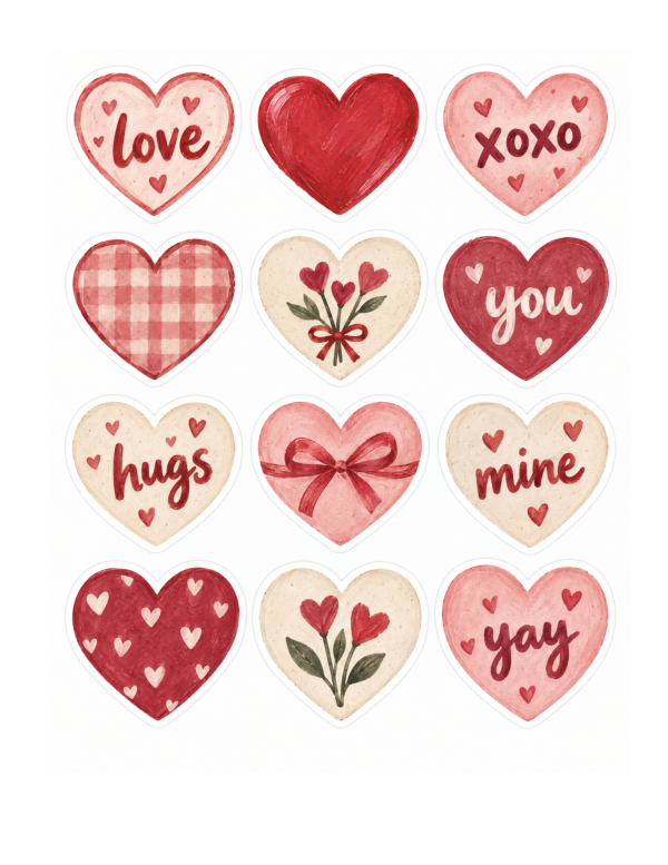 Preview of Printable Big Hearts Stickers