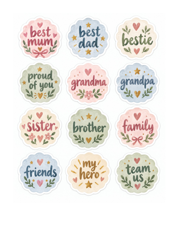 Preview of Printable Family and Friends Stickers