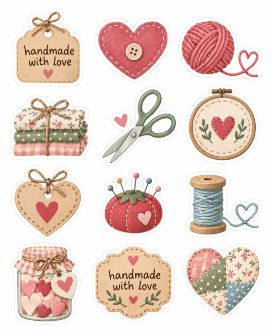 Preview of Handmade with Love Stickers Printable