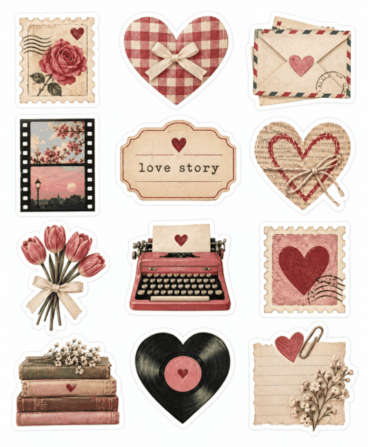 Preview of Love Printable Scrapbook Stickers