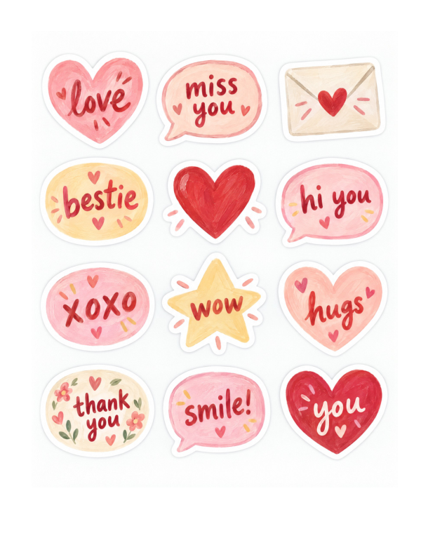 Preview of Printable Love Stickers Mix Sheet