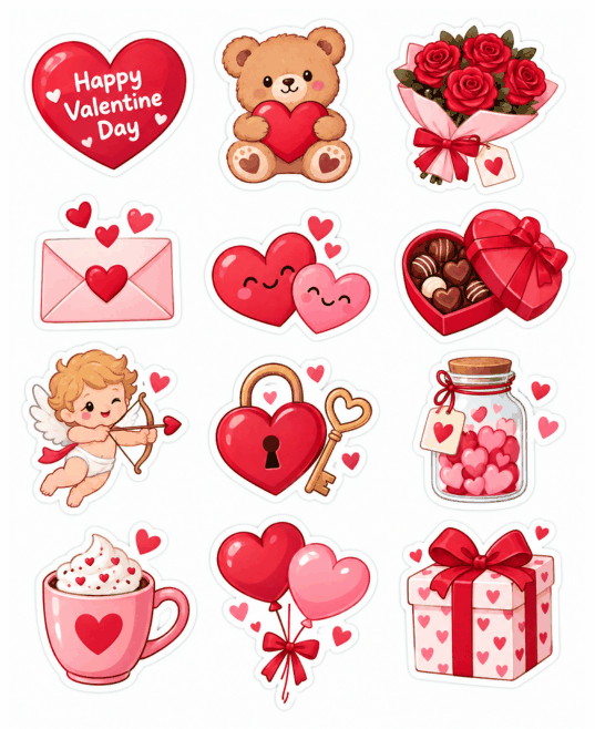 Preview of Valentine Day Stickers Printable Free