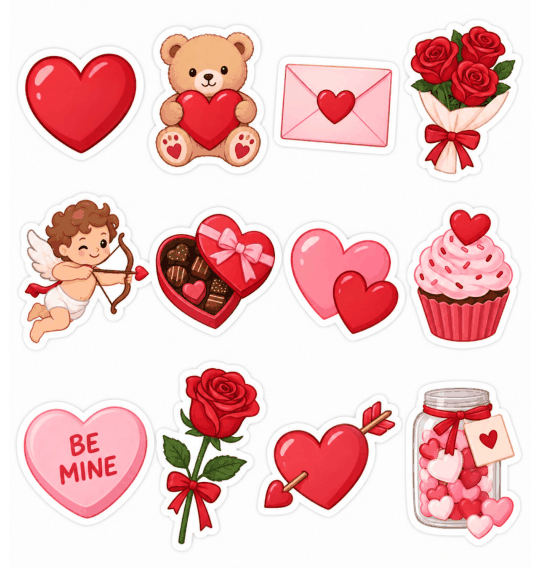 Preview of Valentine Stickers Printable Sheet